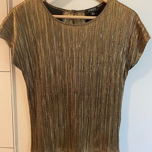 Vintage gold black slinky blouse small medium